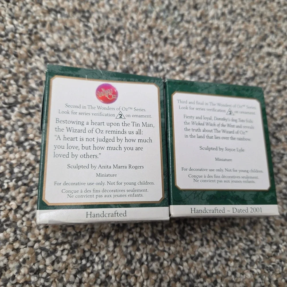 Hallmark Keepsake The Wonders of Oz Toto & Tin Man Heart Mini Ornaments 2001